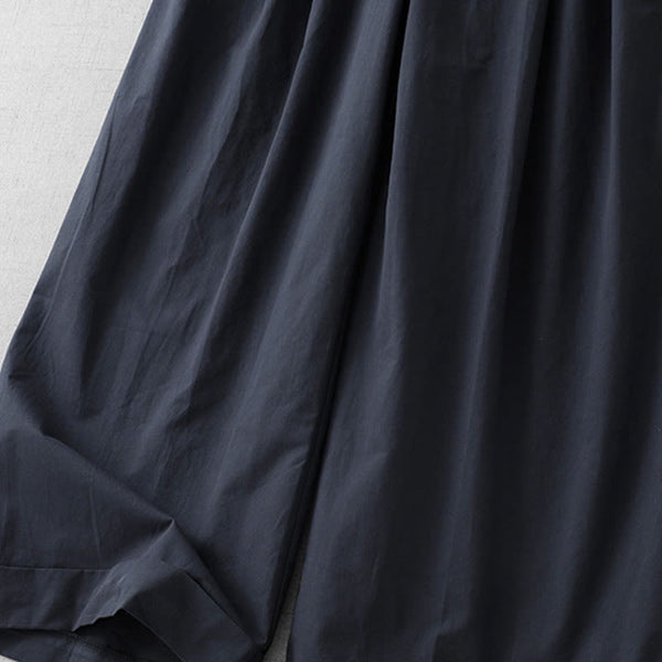 Buddha Stones Casual Plain High Waist Women's Polyester 7-8 Length Wide Leg Pants With Pockets