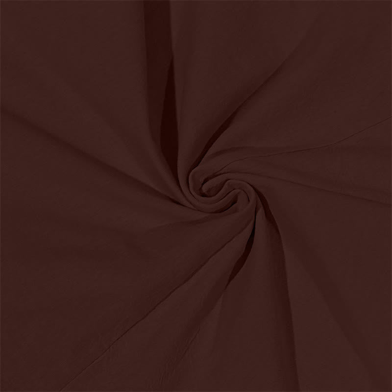 Buddha Stones Solid Color Fall Lace-up Men's V-Neck Long Sleeve Cotton Shirt