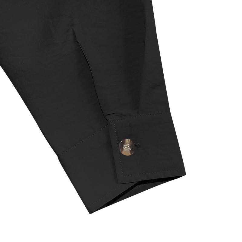 Buddha Stones Solid Color Buttons Fall Long Sleeve Linen Men's Shirt