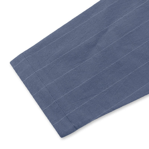 Buddha Stones Solid Long Sleeve Hooded Stripes Drawstring Buttons Linen Men's Shirt