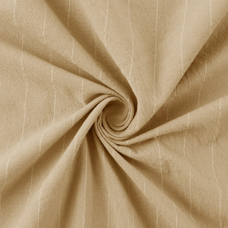 Buddha Stones Solid Long Sleeve Hooded Stripes Drawstring Buttons Linen Men's Shirt