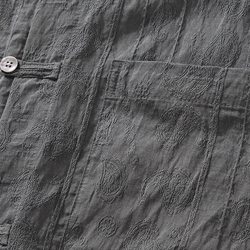 Buddha Stones Summer Short Sleeve Buttons Men's Shirt With Two Pockets