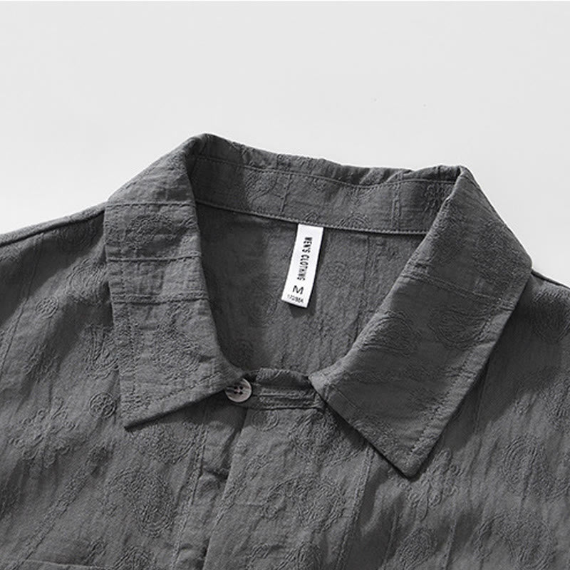 Buddha Stones Summer Short Sleeve Buttons Men's Shirt With Two Pockets