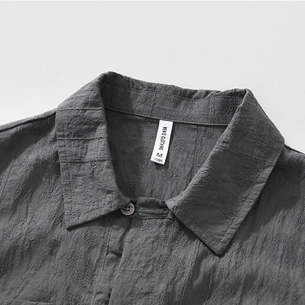 Buddha Stones Summer Short Sleeve Buttons Men's Shirt With Two Pockets