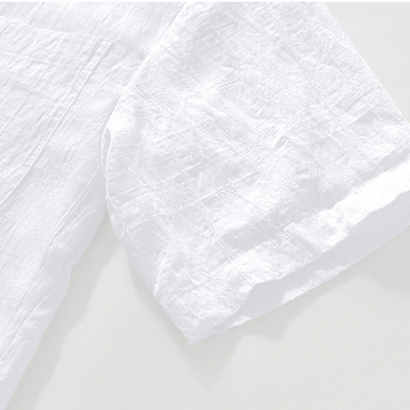 Buddha Stones Summer Short Sleeve Buttons Men's Shirt With Two Pockets