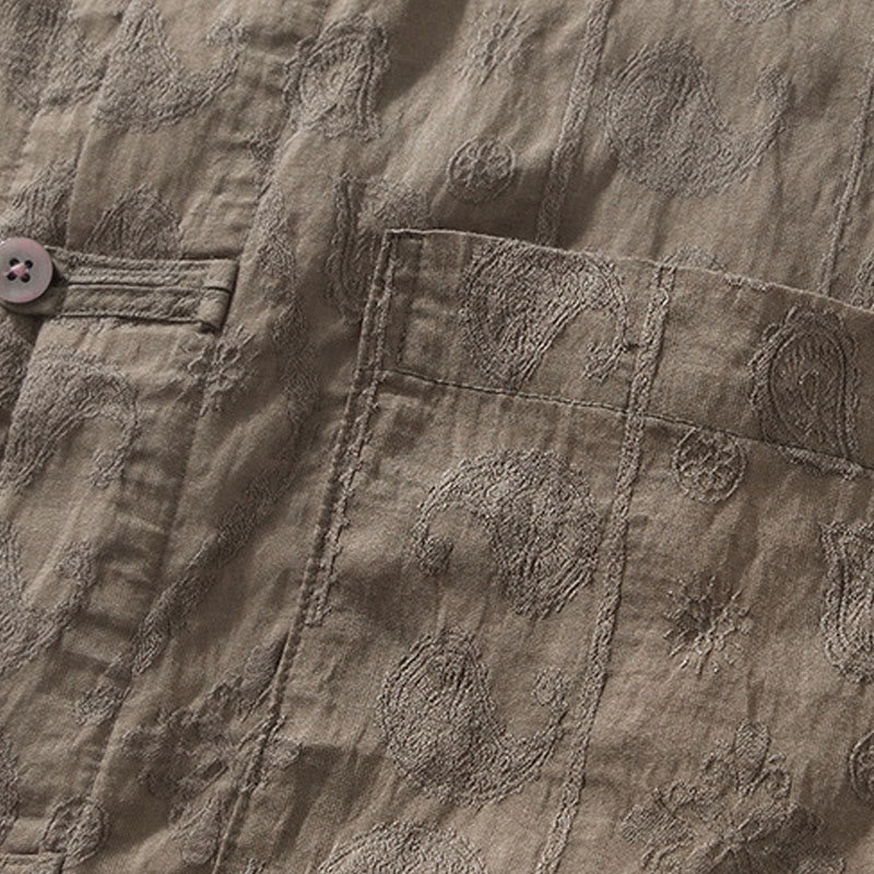 Buddha Stones Summer Short Sleeve Buttons Men's Shirt With Two Pockets