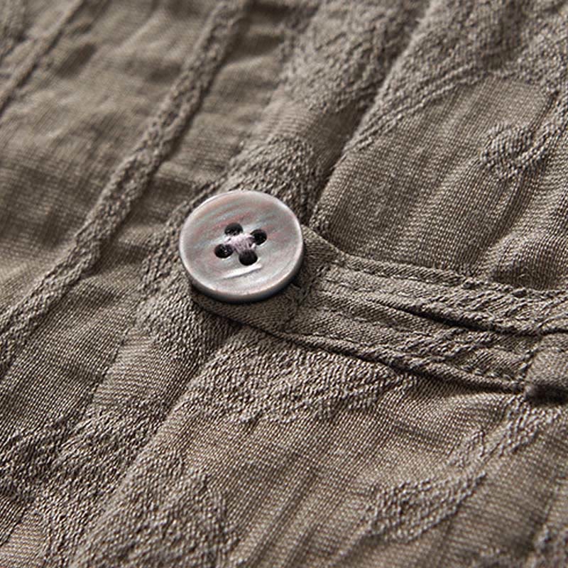 Buddha Stones Summer Short Sleeve Buttons Men's Shirt With Two Pockets