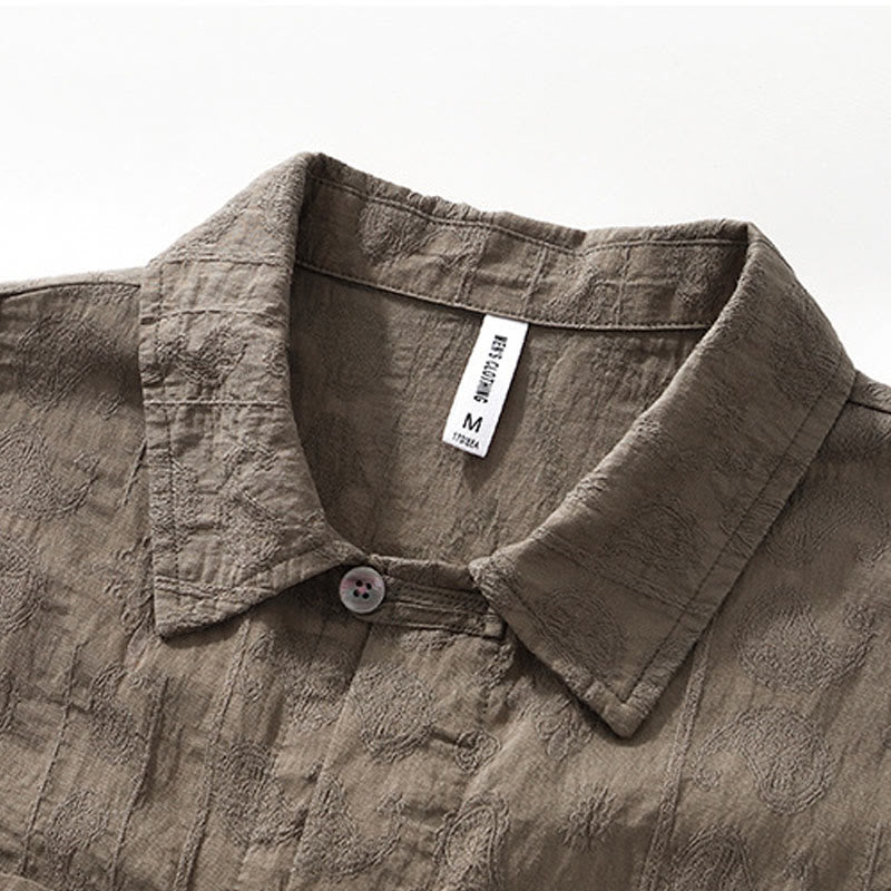 Buddha Stones Summer Short Sleeve Buttons Men's Shirt With Two Pockets