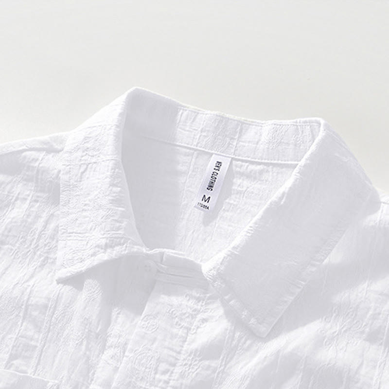 Buddha Stones Summer Short Sleeve Buttons Men's Shirt With Two Pockets