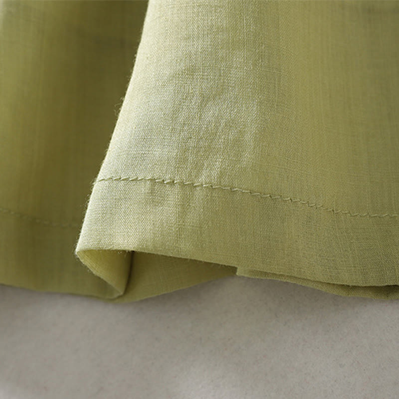 Buddha Stones Casual Drawstring Cotton Linen Ankle-Length Women's Wide Leg Pants With Pockets