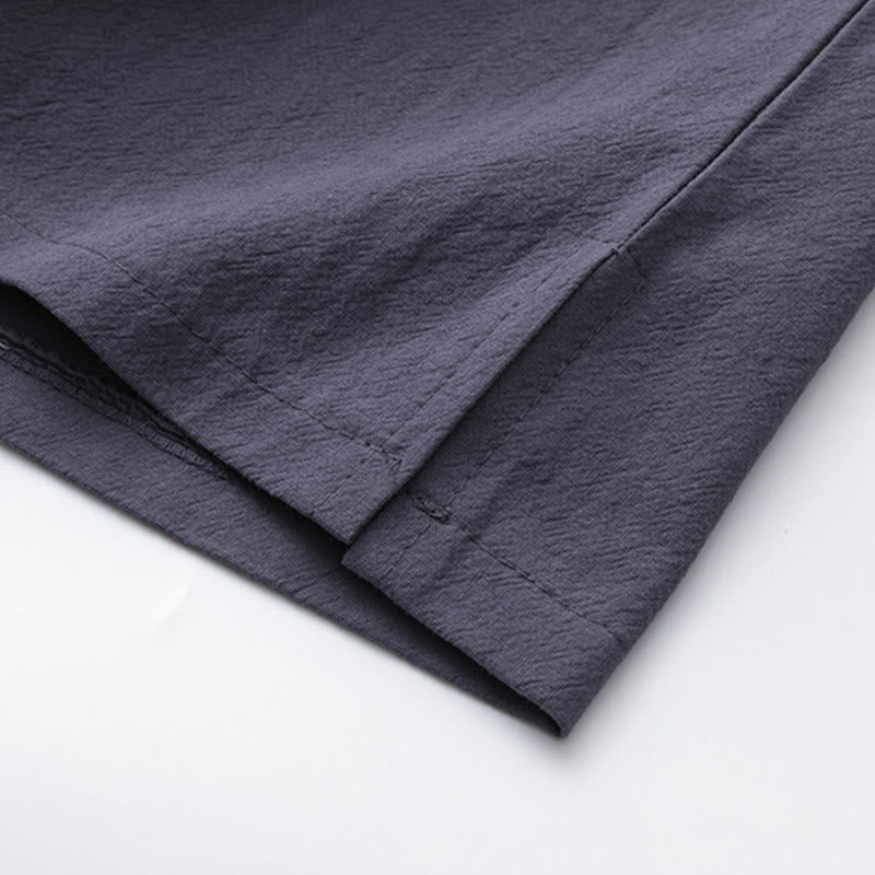 Buddha Stones 2Pcs Chinese Characters Crane Cotton Shirt Pants With Pockets Men's Meditation Cloth Set