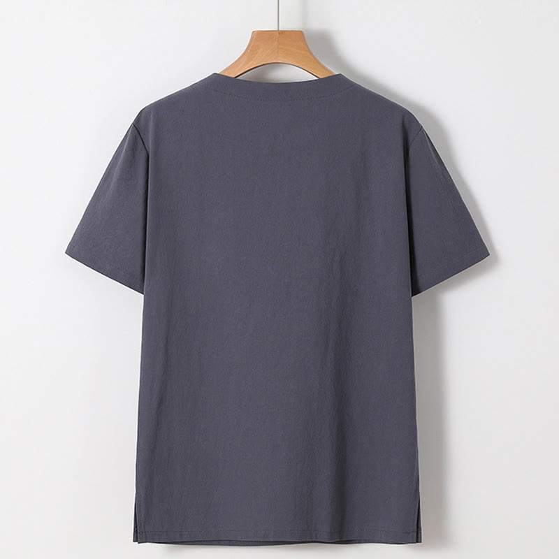 Buddha Stones 2Pcs Chinese Characters Crane Cotton Shirt Pants With Pockets Men's Meditation Cloth Set