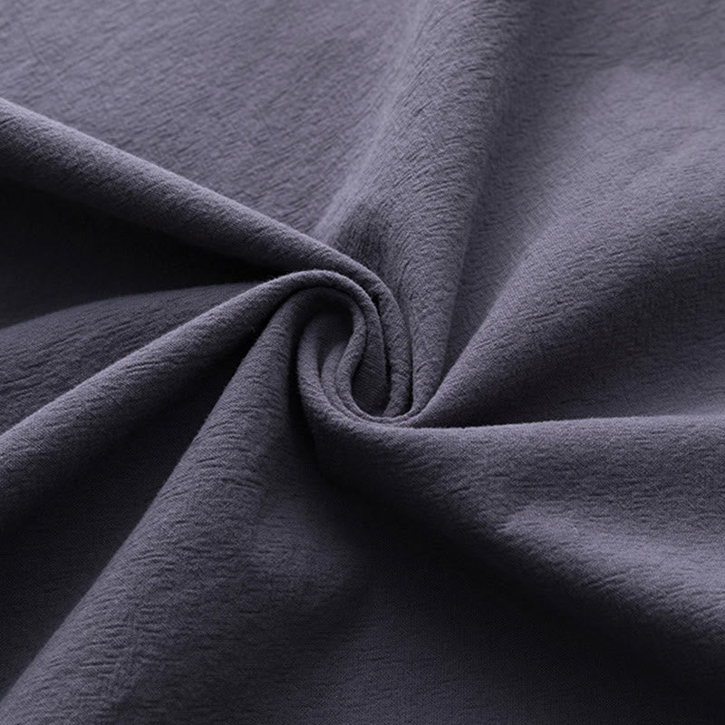 Buddha Stones 2Pcs Chinese Characters Crane Cotton Shirt Pants With Pockets Men's Meditation Cloth Set