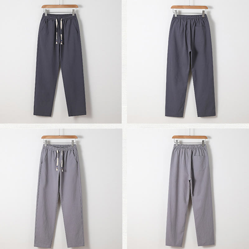 Buddha Stones 2Pcs Chinese Characters Crane Cotton Shirt Pants With Pockets Men's Meditation Cloth Set