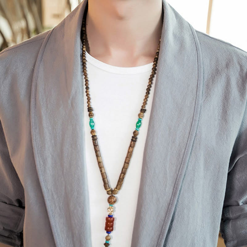 Buddha Stones Vintage Plain Lapel Open Front Jacket Cotton Men's Kimono