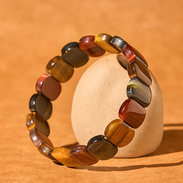 Buddha Stones Natural Colored Tiger Eye Oval Beads Strength Bracelet