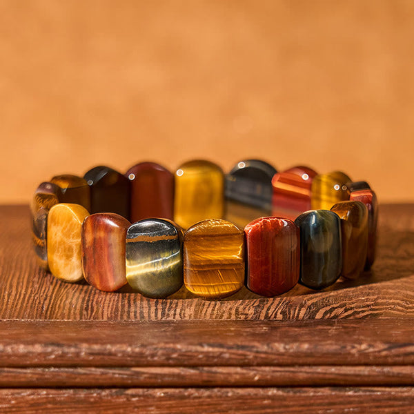 Buddha Stones Natural Colored Tiger Eye Oval Beads Strength Bracelet