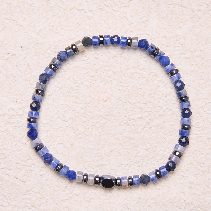 Buddha Stone Sodalite Hematite Blue Aventurine Intuition Bracelet