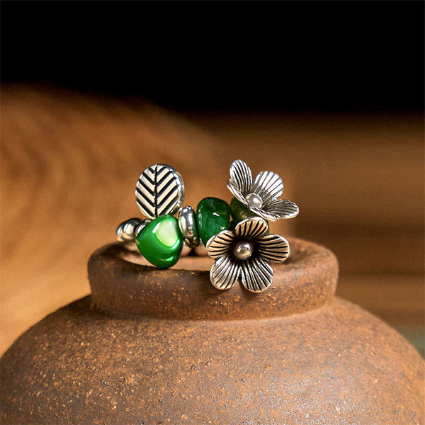 FREE Today: Luck and Balance Flower Pattern Copper Alloy Elastic Rope Ring