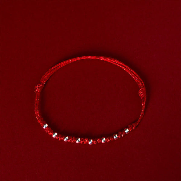 Buddha Stones 925 Sterling Silver Beads Red String Adjustable Luck Bracelet