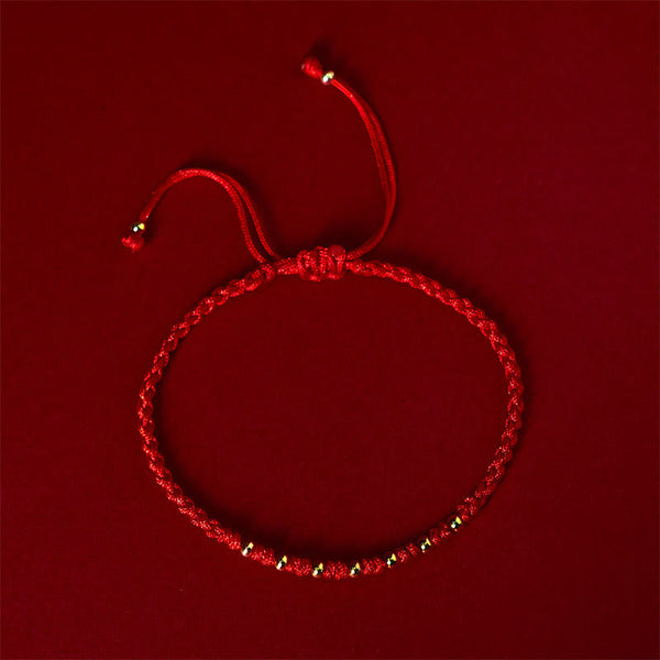 Buddha Stones 925 Sterling Silver Plated Gold Beads Red String Braided Protection Bracelet