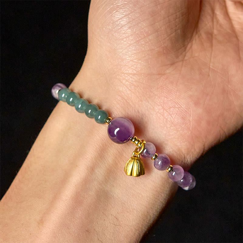 Buddha Stones Natural Lotus Amethyst Jade Balance Bracelet