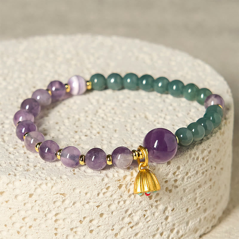 Buddha Stones Natural Lotus Amethyst Jade Balance Bracelet