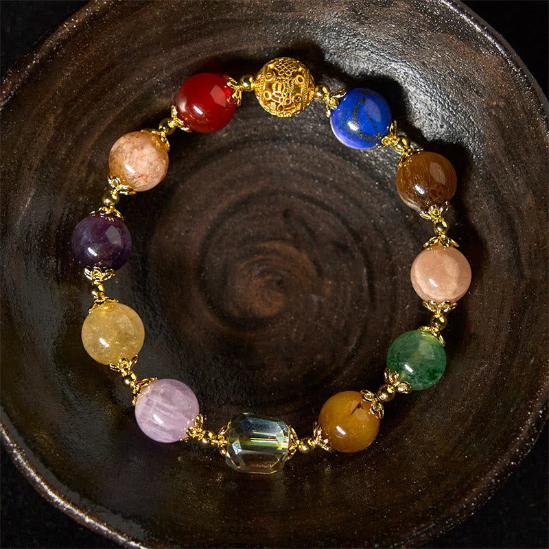 Buddha Stones Natural Dunhuang Colorful Beads Amethyst Lazurite Balance Bracelet