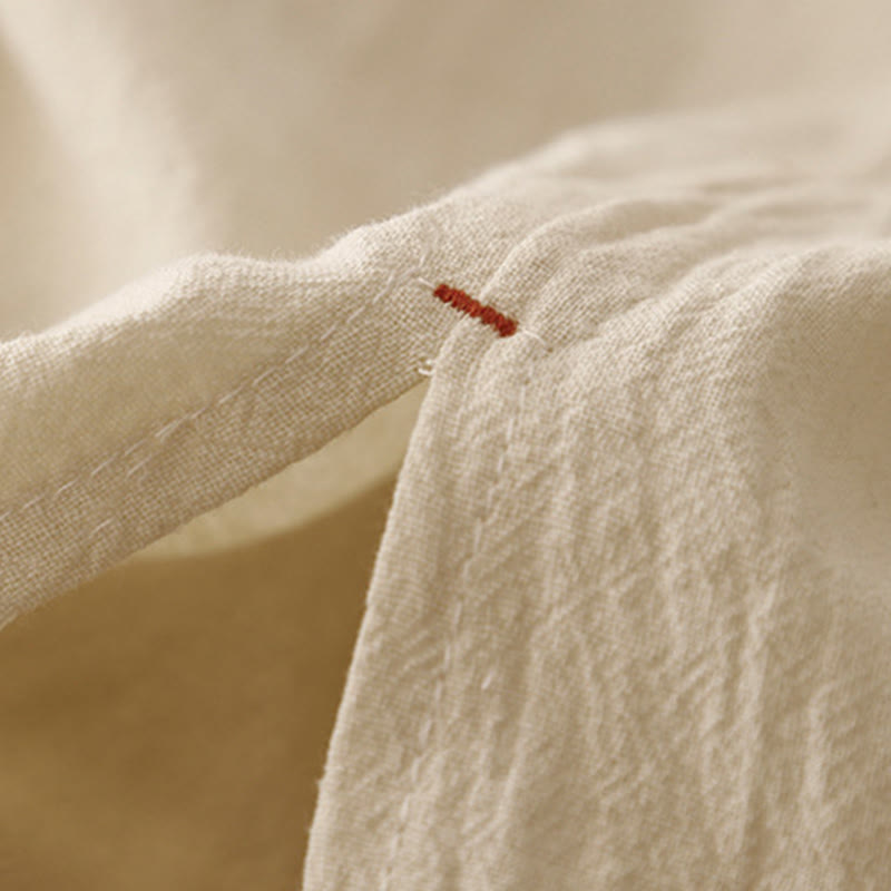 Buddha Stones Casual Side Slits Design Cotton Women's Wide Leg 7-8 Length Pants With Pockets