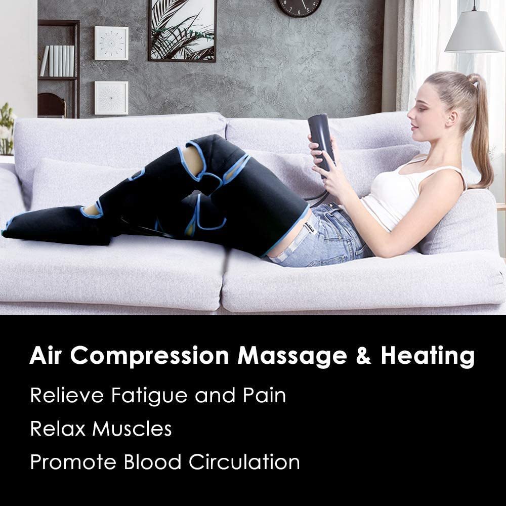 Cordless Air Compression Leg Massager with Heat for Knee Pain Relief and Circulation Support