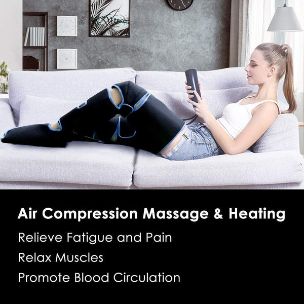 Cordless Air Compression Leg Massager with Heat for Knee Pain Relief and Circulation Support