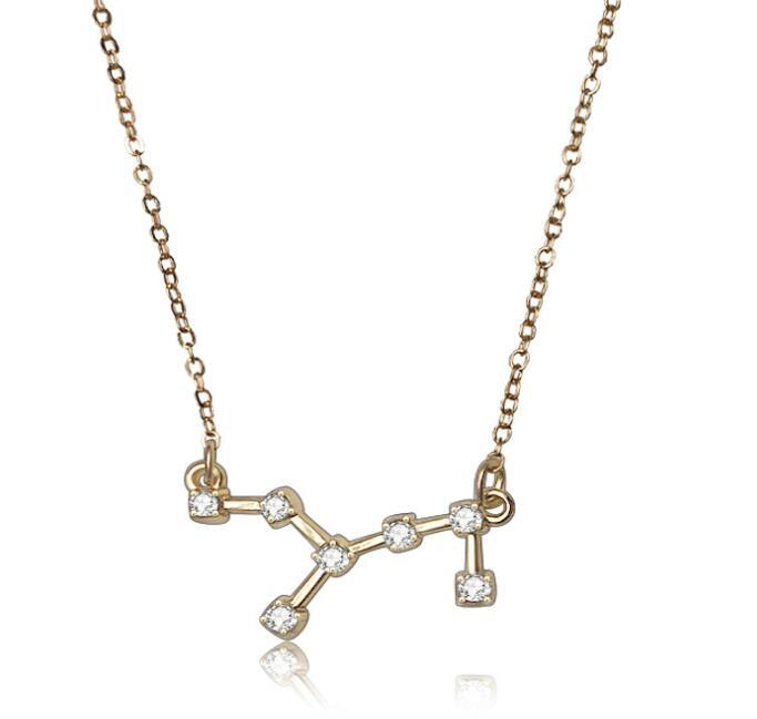 Starluxe Zodiac Crystal Charm Bracelet – 12 Constellation Edition (Gold-Tone Chain)