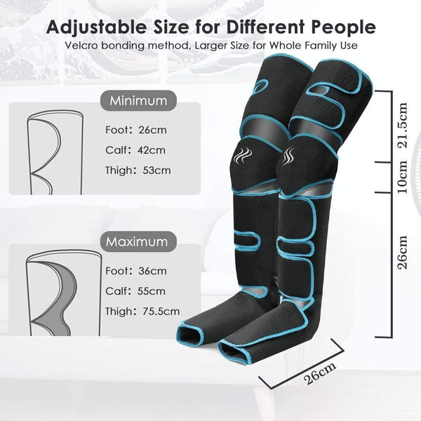 Cordless Air Compression Leg Massager with Heat for Knee Pain Relief and Circulation Support