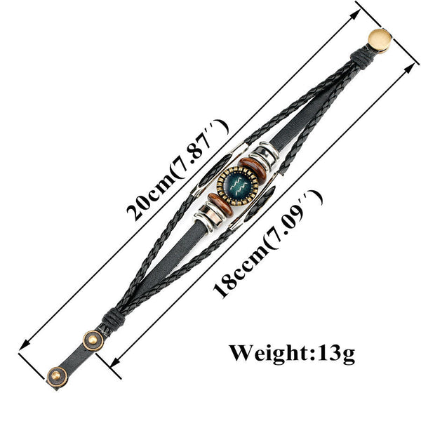 AstroWeave Multilayer Zodiac Leather Bracelet – Unisex Braided Edition