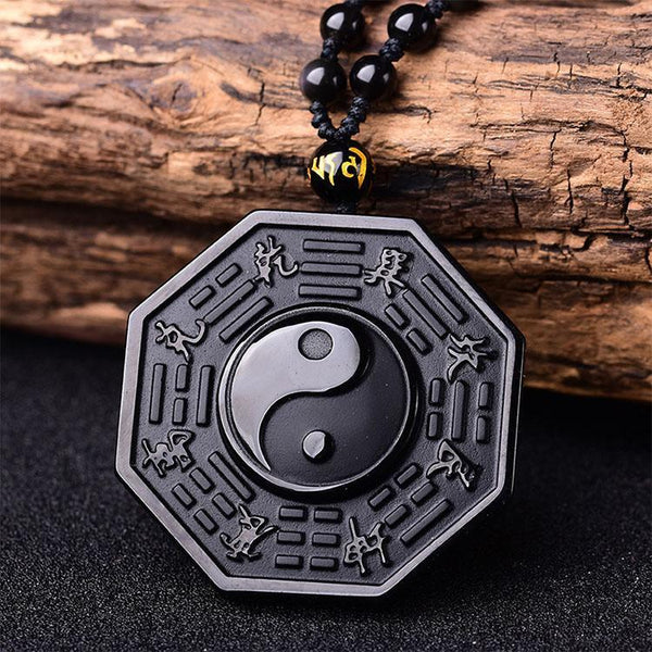 ShadowGuard Obsidian Bagua Necklace – Yin Yang Protection Amulet