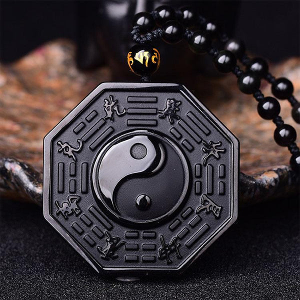 ShadowGuard Obsidian Bagua Necklace – Yin Yang Protection Amulet
