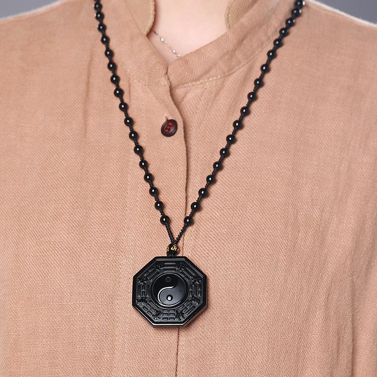 ShadowGuard Obsidian Bagua Necklace – Yin Yang Protection Amulet