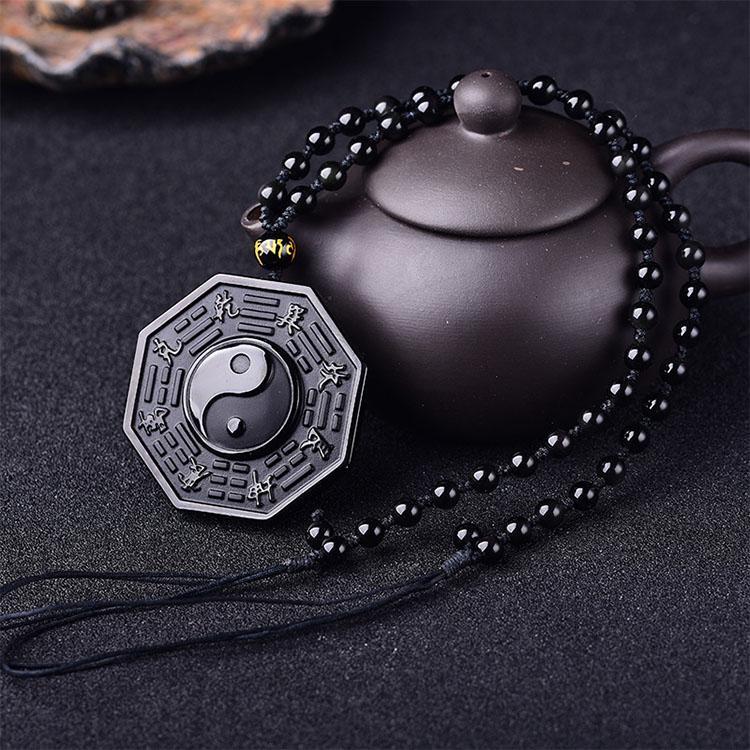 ShadowGuard Obsidian Bagua Necklace – Yin Yang Protection Amulet