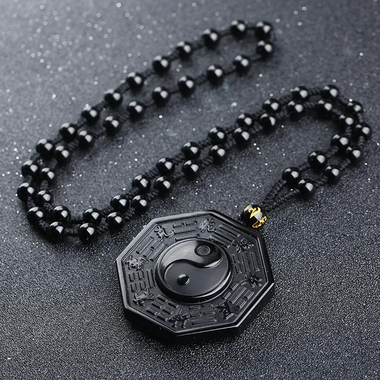 ShadowGuard Obsidian Bagua Necklace – Yin Yang Protection Amulet