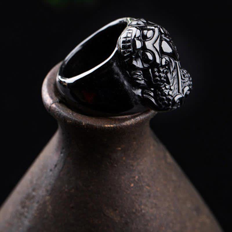Buddha Stones FengShui PiXiu Black Obsidian Strength Ring